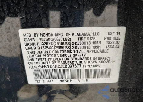 2014 Acura Mdx from USA, damaged, VIN 5FRYD4H23EB037877